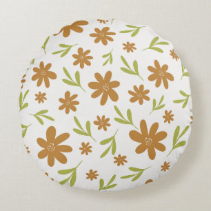 Cojín Redondo Flor Retro de los 70 - Decoración Boho de Otoño