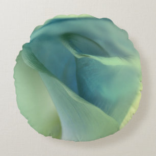 Cojín Redondo Flor romántica en tonos azules