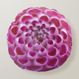 Cojín Redondo Flor rosa del corazón Patrón floral Dahlia Bloom
