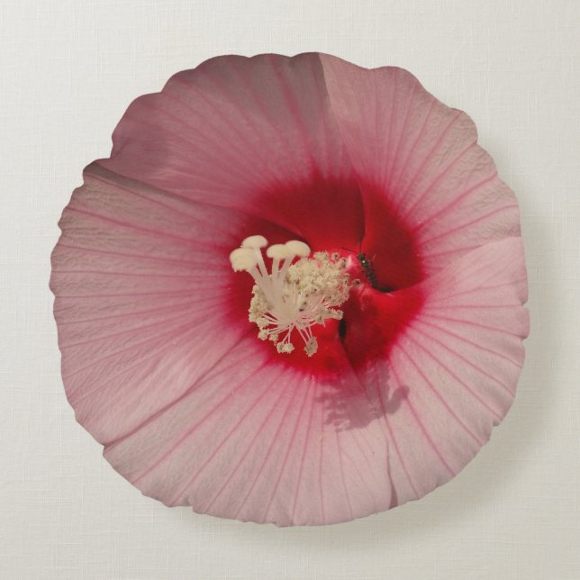 Cojín Redondo Flor rosa Poliéster cepillado Colchón de lanzamien (Anverso)