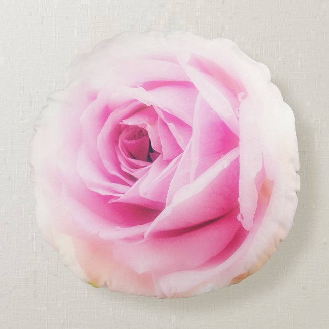 Cojín Redondo Flor rosa rosada (Anverso)