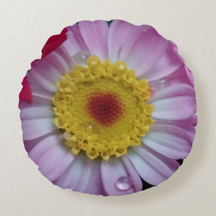 Cojín Redondo Flor rosa y amarilla