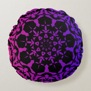 Cojín Redondo flor rosa y morada de Mandala