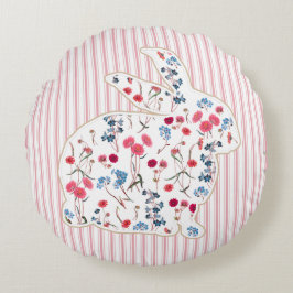 Cojín Redondo Flor Rústica Cuidada Semana Santa Bunny Rayas Rosa
