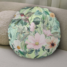 Cojín Redondo Flor silvestre de color boho moderno