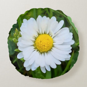 Cojín Redondo Flor Silvestre Rumania – Macro Fotografía Botánica