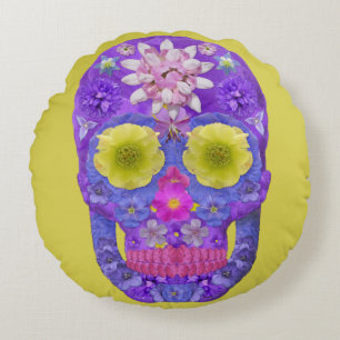 Cojín Redondo Flor Skull 5