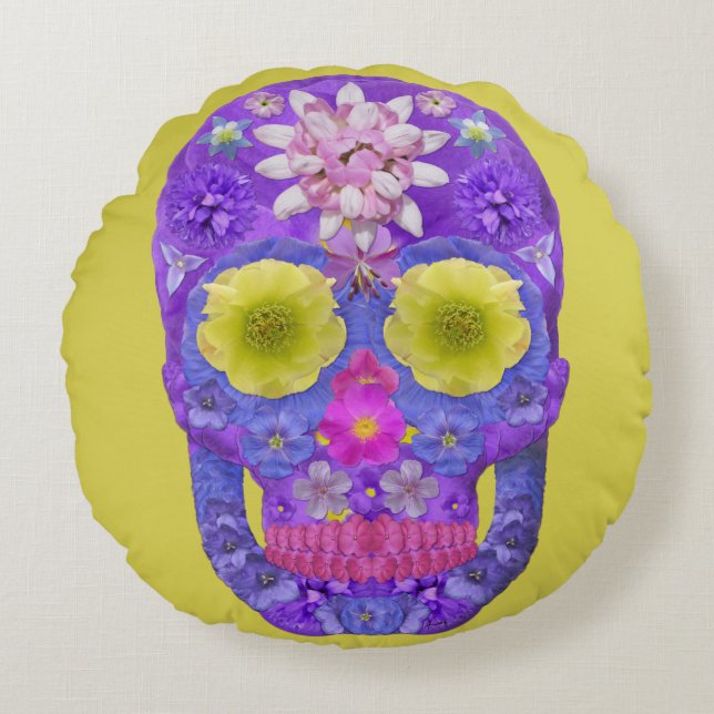 Cojín Redondo Flor Skull 5 (Anverso)
