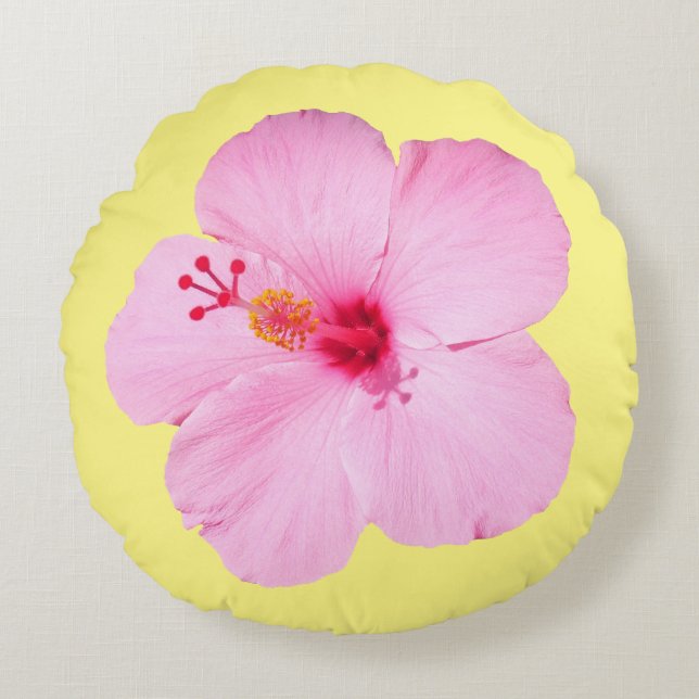 Cojín Redondo Flor tropical Hibiscus rosa (Anverso)
