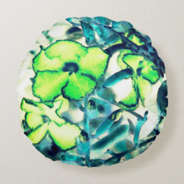 Cojín Redondo Flor verdosa por cambio de colores