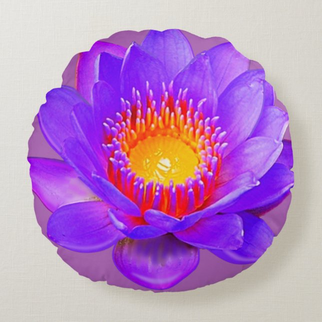Cojín Redondo Flor Violet Lotus (Anverso)