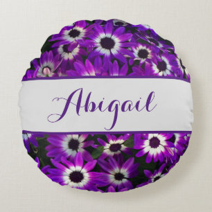 Cojín Redondo Flor violeta brillante foto hermosa florero de jar