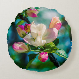 Cojín Redondo Flor y brotes de arvejas