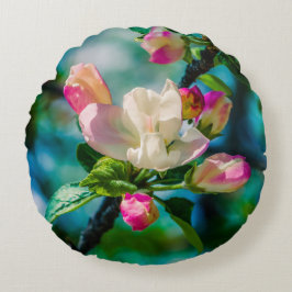 Cojín Redondo Flor y brotes de arvejas