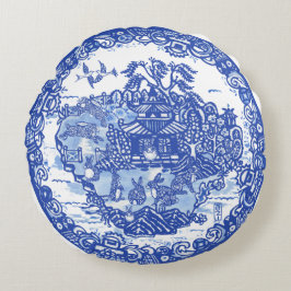 Cojín Redondo Flora azul de conejo conejo conejo conejoI Isla de