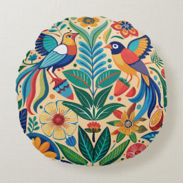 Cojín Redondo Flora y fauna folclóricas