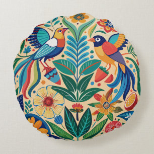 Cojín Redondo Flora y fauna folclóricas