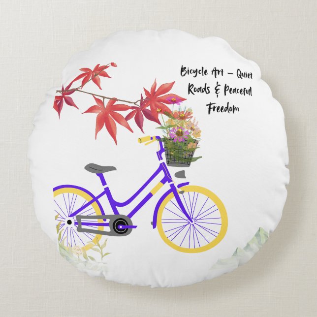 Cojín Redondo Floral Bicycle Motivation Design (Anverso)