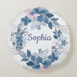 Cojín Redondo Floral Butterfly Throw Pillow