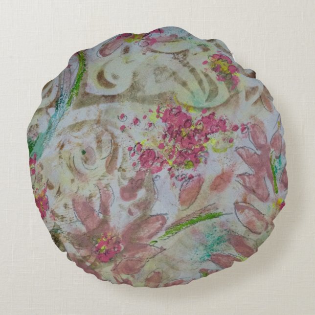 Cojín Redondo floral con remolinos (Reverso)