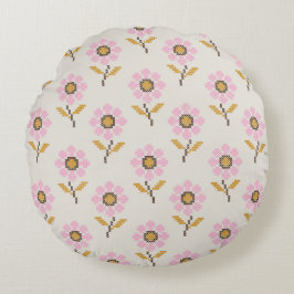 Cojín Redondo Floral de bordado de cruces populares ucranianas