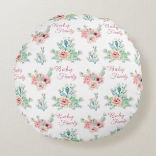 Cojín Redondo Floral de Cactus Personalizado