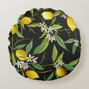 Cojín Redondo Floral Lemon Fruits Vintage
