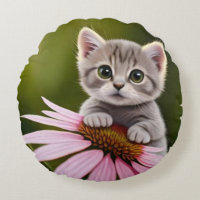 Floral lindo gato gris