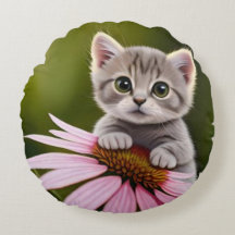 Floral lindo gato gris