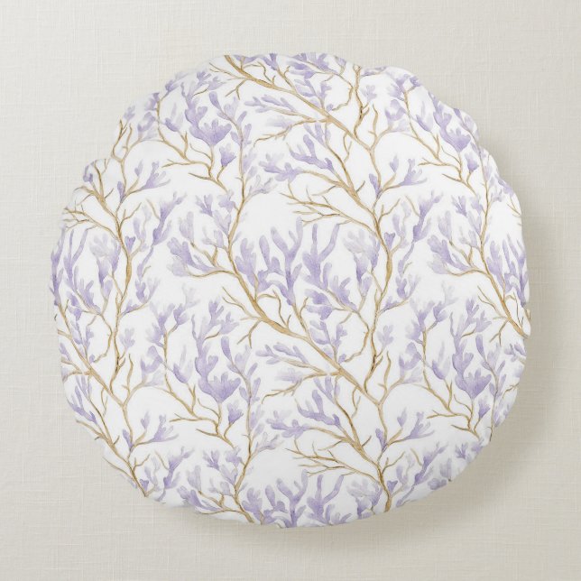 Cojín Redondo Floral Morado (Anverso)