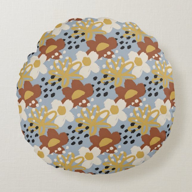 Cojín Redondo Floral orgánica plana (Anverso)