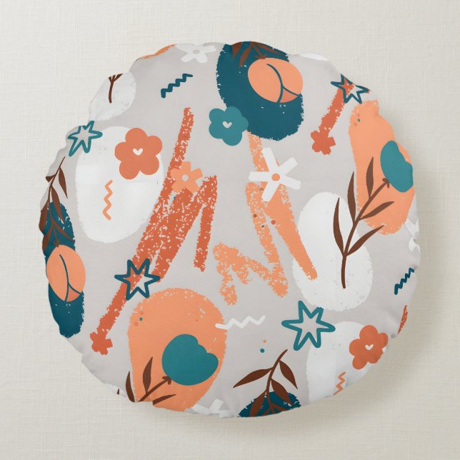 Cojín Redondo Floral orgánica plana (Anverso)
