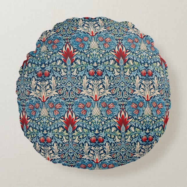 Cojín Redondo Floral pattern on green leaves blue background (Anverso)