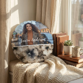 Cojín Redondo Floral photo create your own modern cute 