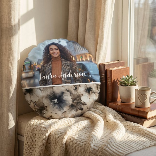 Cojín Redondo Floral photo create your own modern cute  (Subido por el creador)