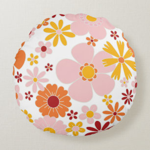 Cojín Redondo Floral Retro 70's 