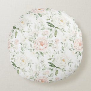 Cojín Redondo Floral Rosa Claro Precioso  