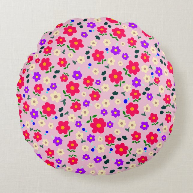 Cojín Redondo floral rose (Anverso)