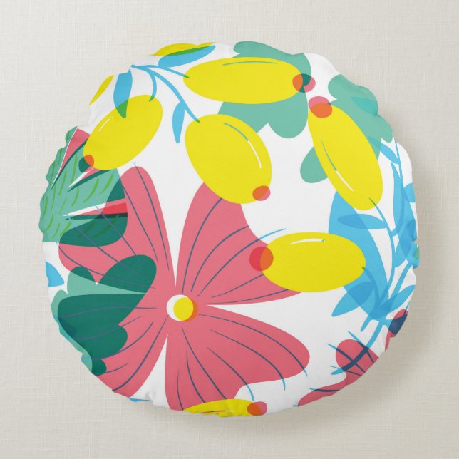 Cojín Redondo Floral seamless pattern with tranparency elements. (Anverso)