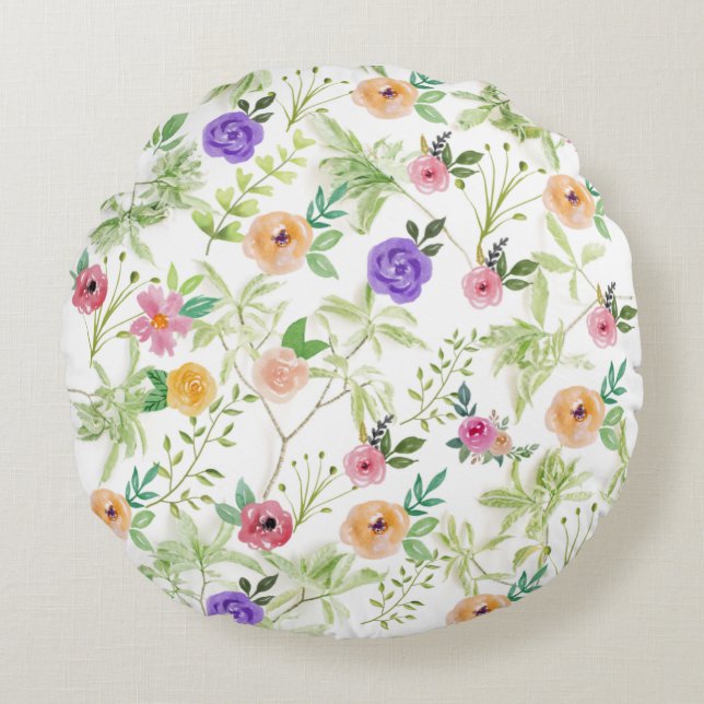 Cojín Redondo Floral Shabby Chic (Anverso)
