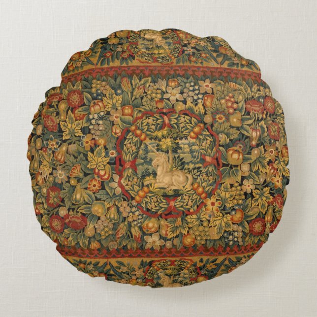 Cojín Redondo Floral Unicorn Motif (Anverso)