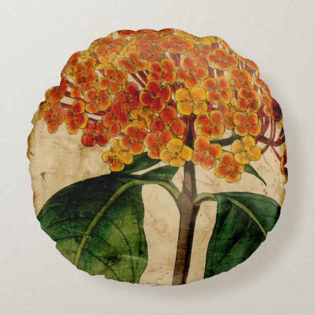 Cojín Redondo Floral vibrante I (Anverso)