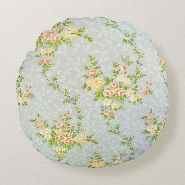 Cojín Redondo Floral victoriana y vino (Anverso)