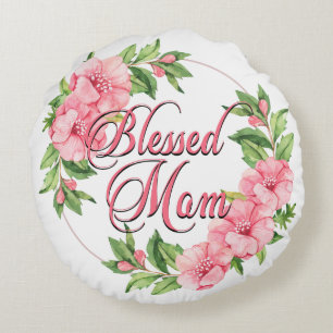 Cojín Redondo Floral Wreath Blessed Mom