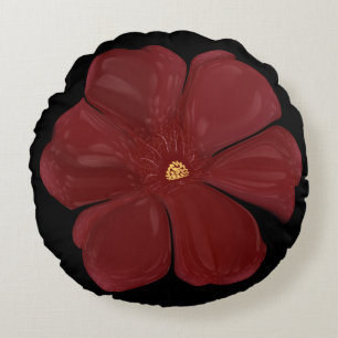 Cojín Redondo Florecer Malva Profundo Glosado Botánico Oscuro