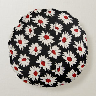 Cojín Redondo Flores abstractas, un patrón de acuarela artística