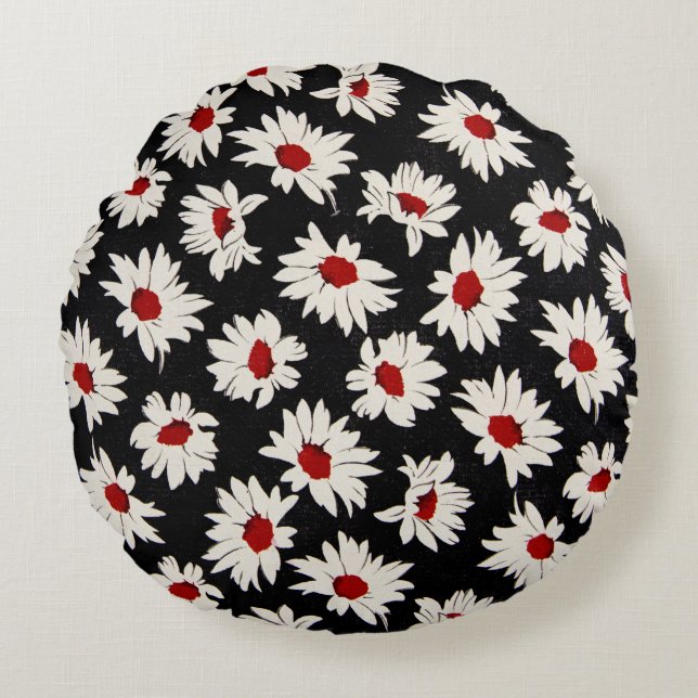 Cojín Redondo Flores abstractas, un patrón de acuarela artística (Anverso)