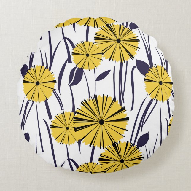 Cojín Redondo Flores amarillas (Anverso)