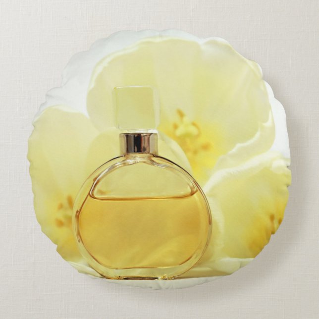 Cojín Redondo Flores amarillas perfumadas y blandas (Anverso)