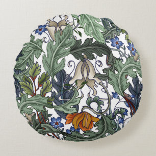 Cojín Redondo Flores, arte deco, moderno, sin costura.